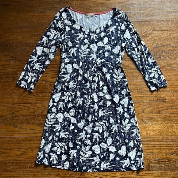 Boden Navy & White Starlight Bird Long Sleeve Dress - Picture 1 of 5